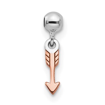 Mio Memento Sterling Silver Rhodium-plated Rose-tone Dangle Arrow Charm