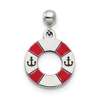 Mio Memento Sterling Silver Enamel Dangle Life Preserver Charm