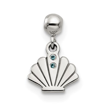 Mio Memento Sterling Silver Blue CZ Dangle Shell Charm