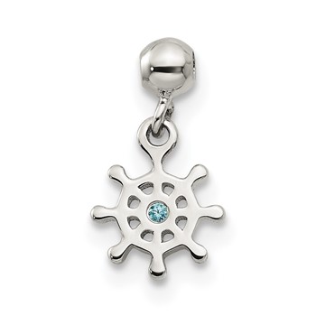 Mio Memento Sterling Silver Blue CZ Dangle Ship Charm