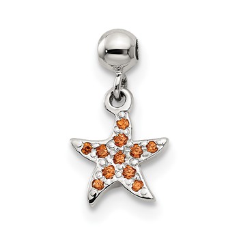 Mio Memento Sterling Silver Orange CZ Dangle Starfish Charm
