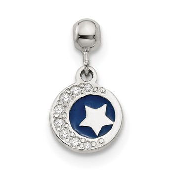 Mio Memento Sterling Silver Enamel CZ Dangle Moon and Star Charm