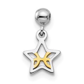 Mio Memento Sterling Silver Rhodium-plated Gold-tone Dangle Star Charm