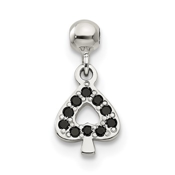 Mio Memento Sterling Silver Black CZ Dangle Spade Charm