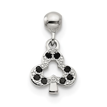 Mio Memento Sterling Silver Black CZ Dangle Club Charm