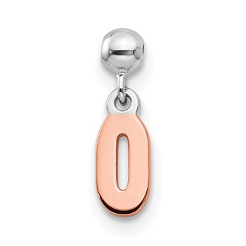 Mio Memento Sterling Silver Rhodium-plated Rose-tone Dangle Number 0 Charm