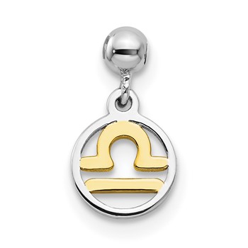 Mio Memento Sterling Silver Rhodium-plated Gold-tone Dangle Libra Charm