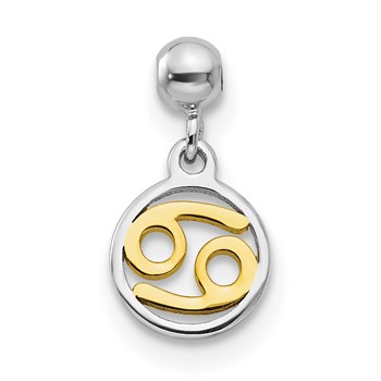 Mio Memento Sterling Silver Rhodium-plated Gold-tone Dangle Cancer Charm