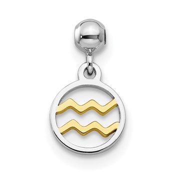 Mio Memento Sterling Silver Rhodium-plated Gold-tone Dangle Aquarius Charm