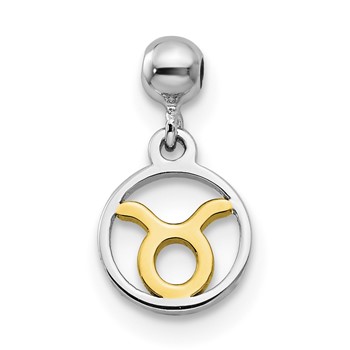 Mio Memento Sterling Silver Rhodium-plated Gold-tone Dangle Taurus Charm