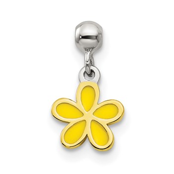 Mio Memento Sterling Silver Gold-tone Yellow Enamel Flower Charm