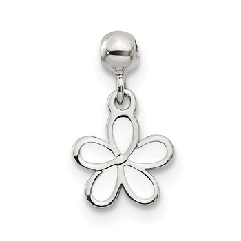 Mio Memento Sterling Silver White Enamel Dangle Flower Charm