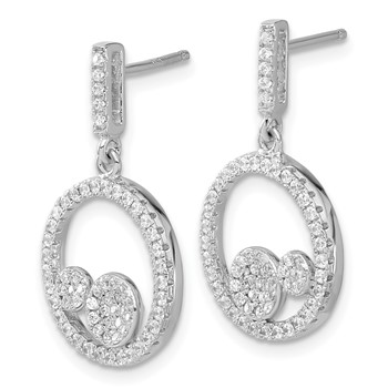 Sterling Silver & CZ Brilliant Embers Circles Dangle Post Earrings — alternate view