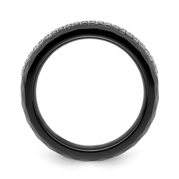 Brilliant Embers Sterling Silver Rhodium-plated 23 Stone Micro Pavé CZ and Black Ceramic Band — alternate view