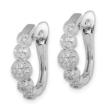 Brilliant Embers Sterling Silver Rhodium-plated 92 Stone Micro Pavé CZ Hinged Hoop Earrings — alternate view
