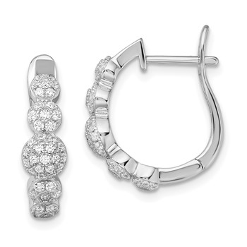 Brilliant Embers Sterling Silver Rhodium-plated 92 Stone Micro Pavé CZ Hinged Hoop Earrings