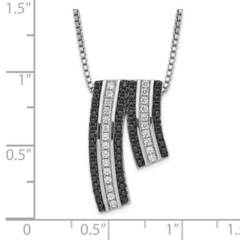 Sterling Silver Black & Clear CZ True Fire Necklace — alternate view