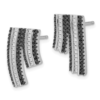 Sterling Silver True Fire Black & Clear CZ Post Earrings — alternate view