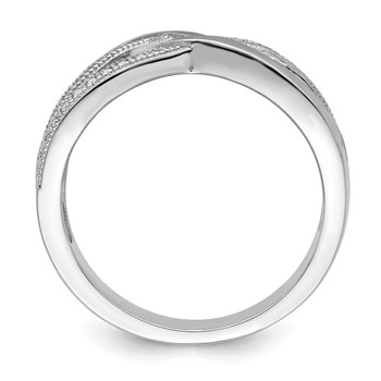 Brilliant Embers Sterling Silver Rhodium-plated 44 Stone Micro Pavé CZ Polished Ring — alternate view