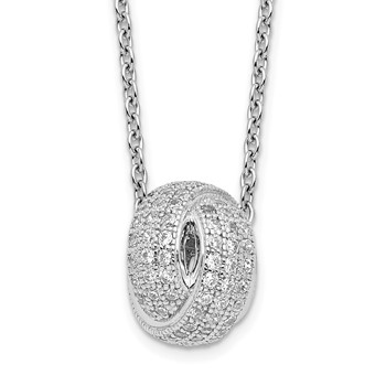Brilliant Embers Sterling Silver Rhodium-plated 122 Stone 18 inch Micro Pavé CZ Love Knot Necklace with 2 Inch Extender