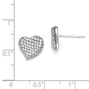 Sterling Silver & CZ Brilliant Embers Polished Heart Post Earrings — alternate view