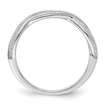 Brilliant Embers Sterling Silver Rhodium-plated 48 Stone Criss Cross Micro Pavé CZ Polished Ring — alternate view