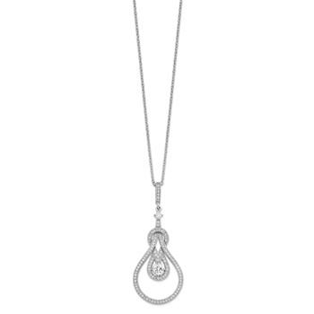 Brilliant Embers Sterling Silver Rhodium-plated 109 Stone 18 inch Micro Pavé CZ Polished Necklace with 2 Inch Extender — alternate view