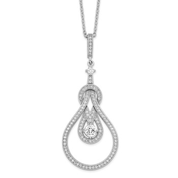Brilliant Embers Sterling Silver Rhodium-plated 109 Stone 18 inch Micro Pavé CZ Polished Necklace with 2 Inch Extender