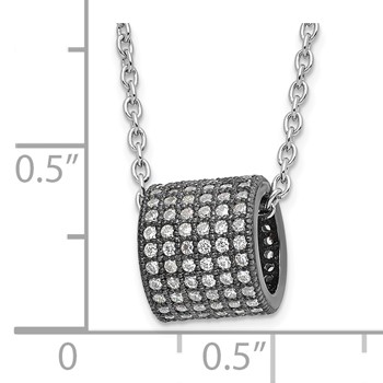 Sterling Silver Black Rhodium CZ Circle Bead True Fire Necklace — alternate view