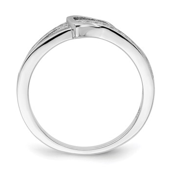 Brilliant Embers Sterling Silver Rhodium-plated 20 Stone Micro Pavé CZ Heart Ring — alternate view