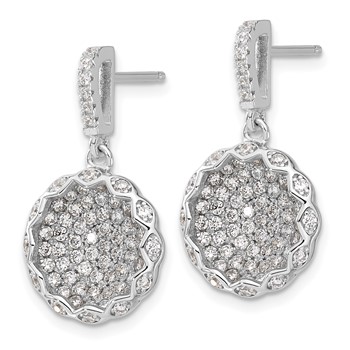 Sterling Silver Brilliant Embers CZ Circle Dangle Post Earrings — alternate view