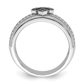 Sterling Silver & CZ True Fire Polished Cross Ring — alternate view