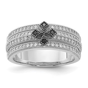Sterling Silver & CZ True Fire Polished Cross Ring