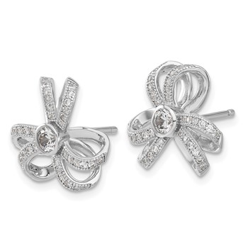 Sterling Silver Brilliant Embers CZ Flower Post Earrings — alternate view