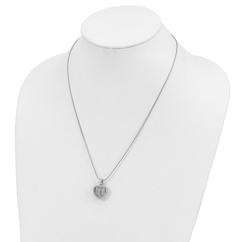 Sterling Silver & CZ Brilliant Embers Polished Heart Necklace — alternate view