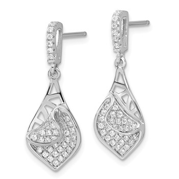Sterling Silver Brilliant Embers Fancy CZ Teardrop Dangle Post Earrings — alternate view