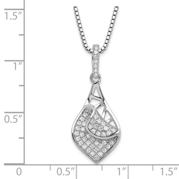 Sterling Silver & CZ Brilliant Embers Fancy Teardrop Necklace — alternate view
