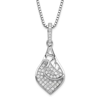 Sterling Silver & CZ Brilliant Embers Fancy Teardrop Necklace