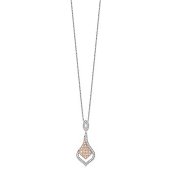 Brilliant Embers Sterling Silver Rose Gold-plated Rhodium-plated 105 Stone 18 inch Micro Pavé CZ Necklace with 2 Inch Extender — alternate view