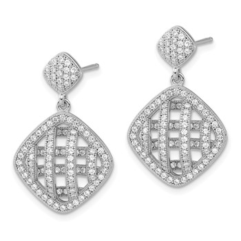 Brilliant Embers Sterling Silver Polished Fancy CZ Post Dangle Earrings — alternate view