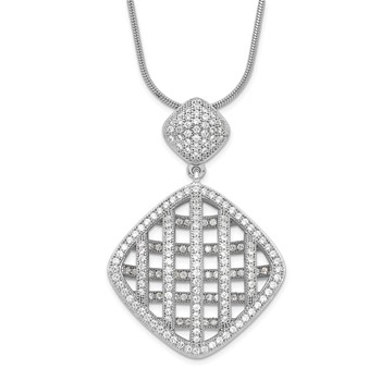 Sterling Silver & CZ Brilliant Embers Polished Necklace