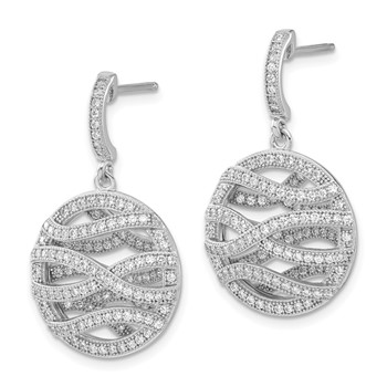 Brilliant Embers Sterling Silver Polished CZ Circle Post Dangle Earrings — alternate view
