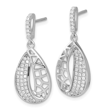 Sterling Silver Brilliant Embers CZ Teardrop Dangle Post Earrings — alternate view