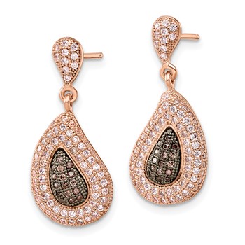 SS Rose Gold-plated CZ Brilliant Embers Dangle Post Earrings — alternate view