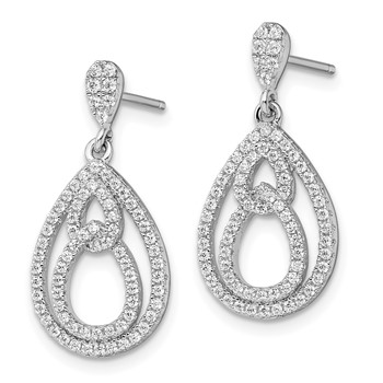 Brilliant Embers Sterling Silver Rhodium-plated 148 Stone Micro Pavé CZ Dangle Post Earrings — alternate view
