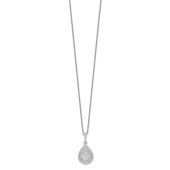 Brilliant Embers Sterling Silver Rhodium-plated 95 Stone 18 inch Micro Pavé CZ Teardrop Necklace with 2 Inch Extender — alternate view