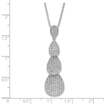 Sterling Silver & CZ Brilliant Embers Polished Triple Teardrop Necklace — alternate view