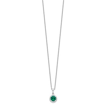 Brilliant Embers Sterling Silver Rhodium-plated 20 Stone 18 inch White and Green Micro Pavé CZ Necklace with 2 Inch Extender — alternate view