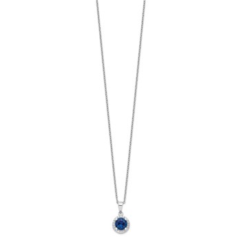 Brilliant Embers Sterling Silver Rhodium-plated 20 Stone 18 inch White and Blue Micro Pavé CZ Necklace with 2 Inch Extender — alternate view