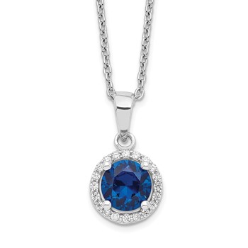 Brilliant Embers Sterling Silver Rhodium-plated 20 Stone 18 inch White and Blue Micro Pavé CZ Necklace with 2 Inch Extender